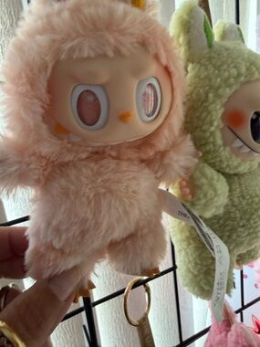 Plush Pink Fuzzy Owl Keychain Doll